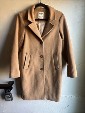 Abercrombie Dad Coat Camel Wool Blend Minimalist Old Money Classic Long Coat S
